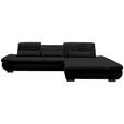 ECKSOFA in Mikrofaser Graphitfarben  - Schwarz/Graphitfarben, Design, Textil/Metall (341/204cm) - Xora