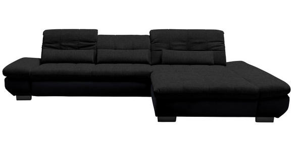 ECKSOFA in Mikrofaser Graphitfarben  - Schwarz/Graphitfarben, Design, Textil/Metall (341/204cm) - Xora