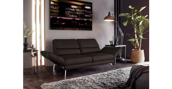 2-SITZER-SOFA Dunkelbraun Echtleder  - Chromfarben/Dunkelbraun, Design, Leder/Metall (172-226/83/96cm) - Dieter Knoll