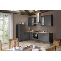 ECKKÜCHE 185,4/290,0 cm  Graphitfarben  - Eichefarben/Schwarz, Basics, Glas/Holzwerkstoff (185,4/290,0cm) - Impuls