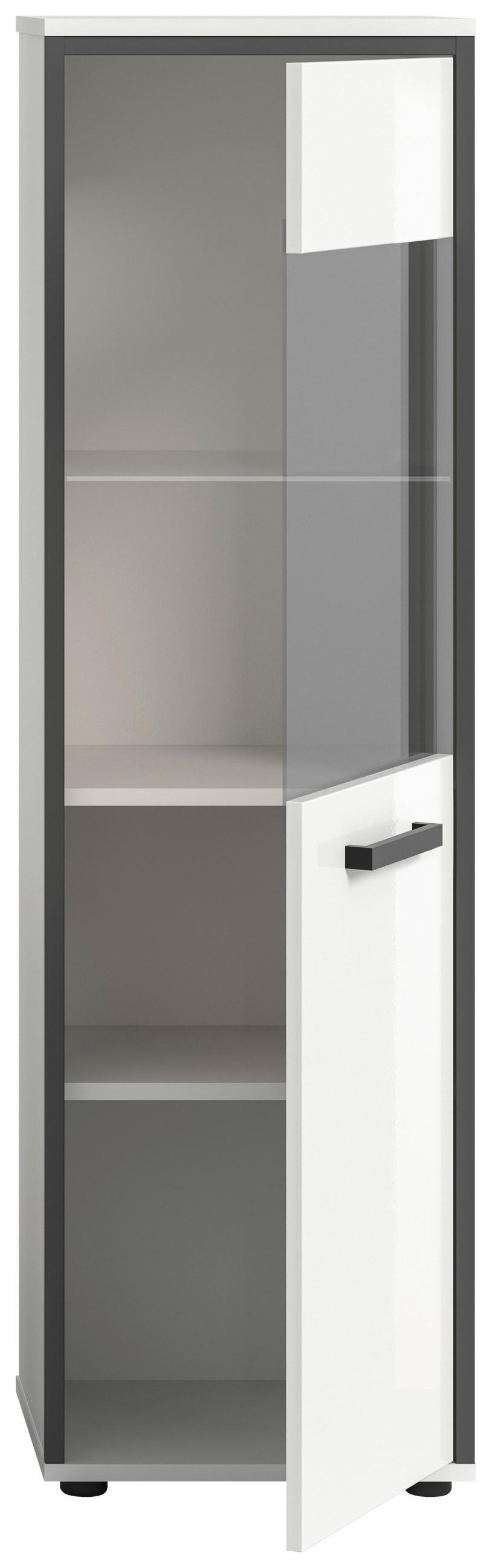 MIDISCHRANK 40/139/34 cm  - Weiß Hochglanz/Schwarz, MODERN, Glas/Holzwerkstoff (40/139/34cm) - MID.YOU