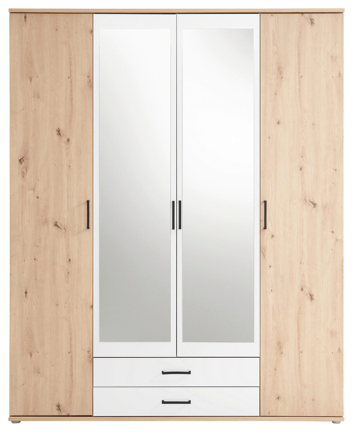 DULAP CU UȘI ROTATIVE alb, stejar Artisan  - alb/stejar Artisan, Konventionell, plastic/sticlă (159,3/196,3/53,5cm) - Carryhome