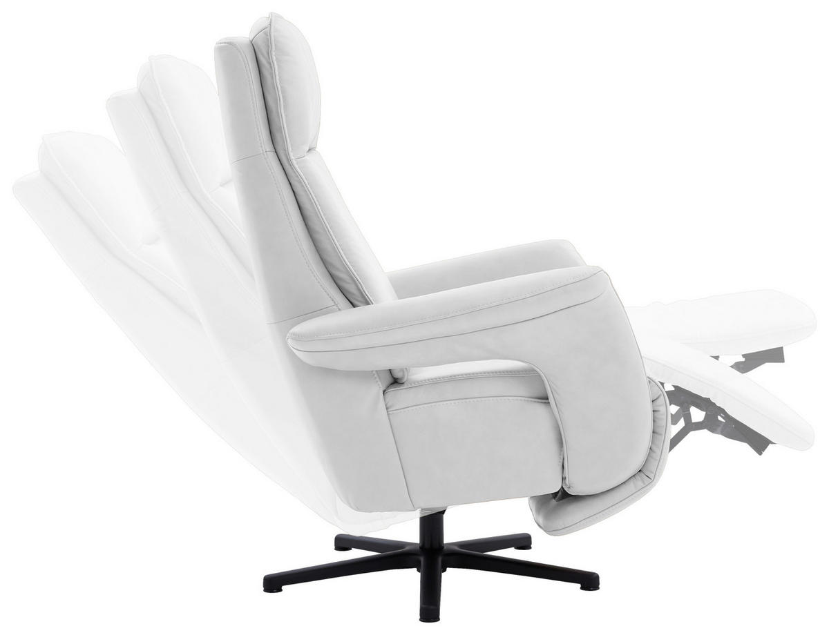 RELAXSESSEL in Leder Weiss  - Weiss/Schwarz, Design, Leder/Metall (83/112/87-174cm) - Valdera