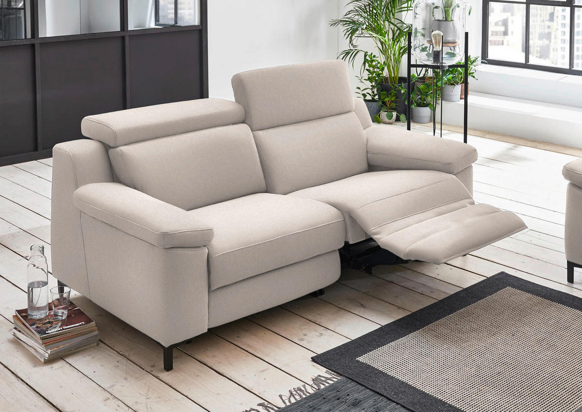 2,5-SITZER in Chenille Beige  - Beige/Schwarz, Design, Textil/Metall (188/84-104/104cm) - Valdera