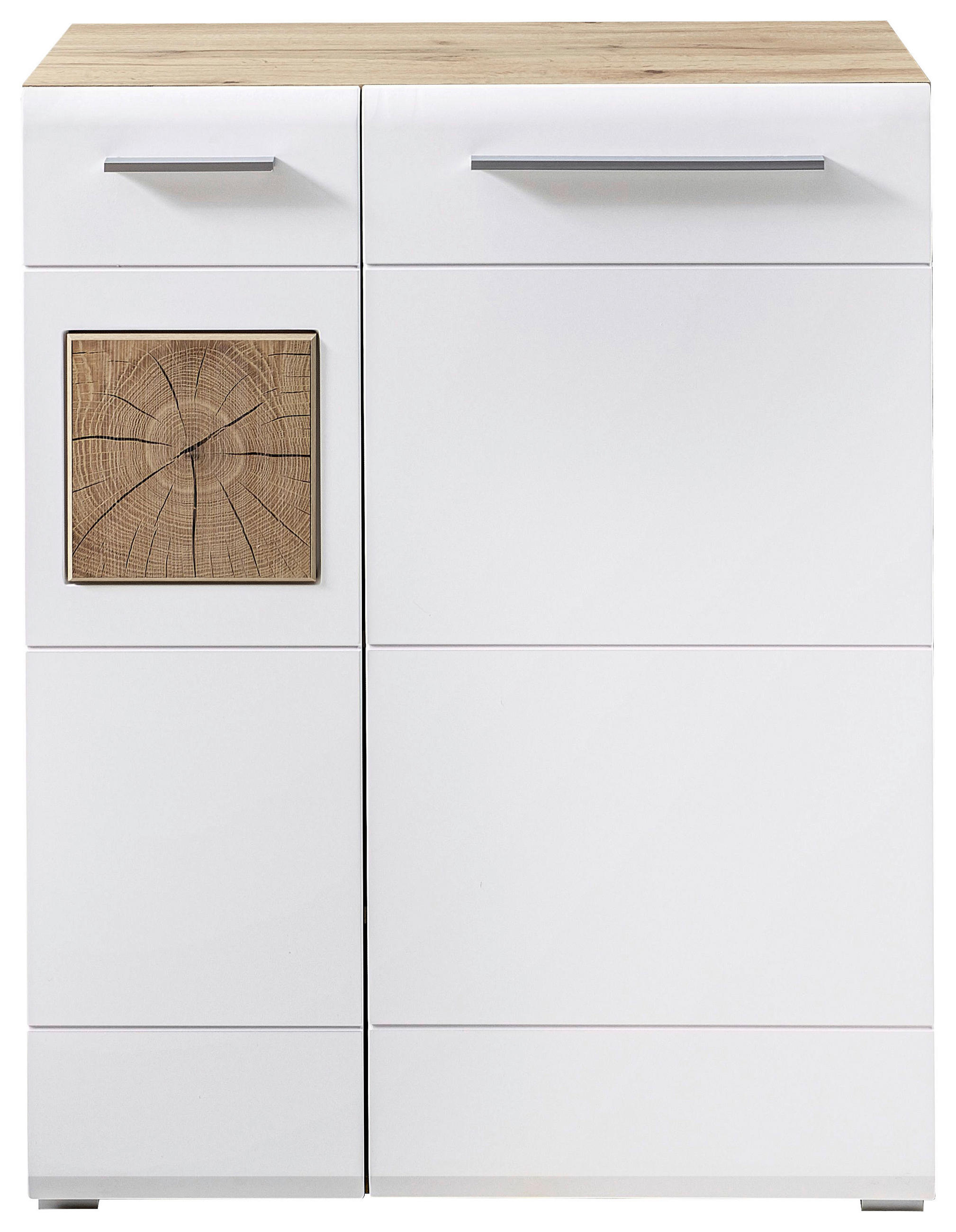 SCHUHSCHRANK  in 80/101/37 cm  - Eichefarben/Silberfarben, KONVENTIONELL, Holzwerkstoff/Kunststoff (80/101/37cm) - Voleo