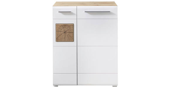 SCHUHSCHRANK  in 80/101/37 cm  - Eichefarben/Silberfarben, KONVENTIONELL, Holzwerkstoff/Kunststoff (80/101/37cm) - Voleo