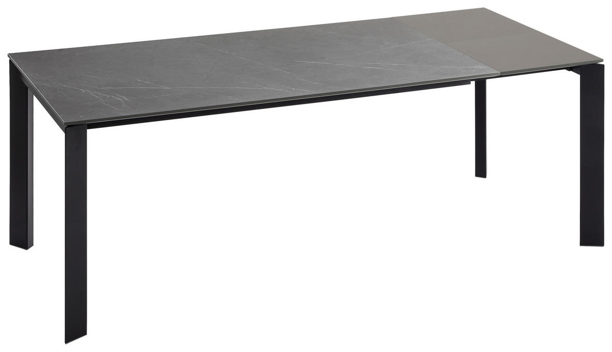 ESSTISCH in Metall, Keramik 160-250/90/75 cm  - Dunkelgrau/Schwarz, Design, Keramik/Metall (160-250/90/75cm) - Novel