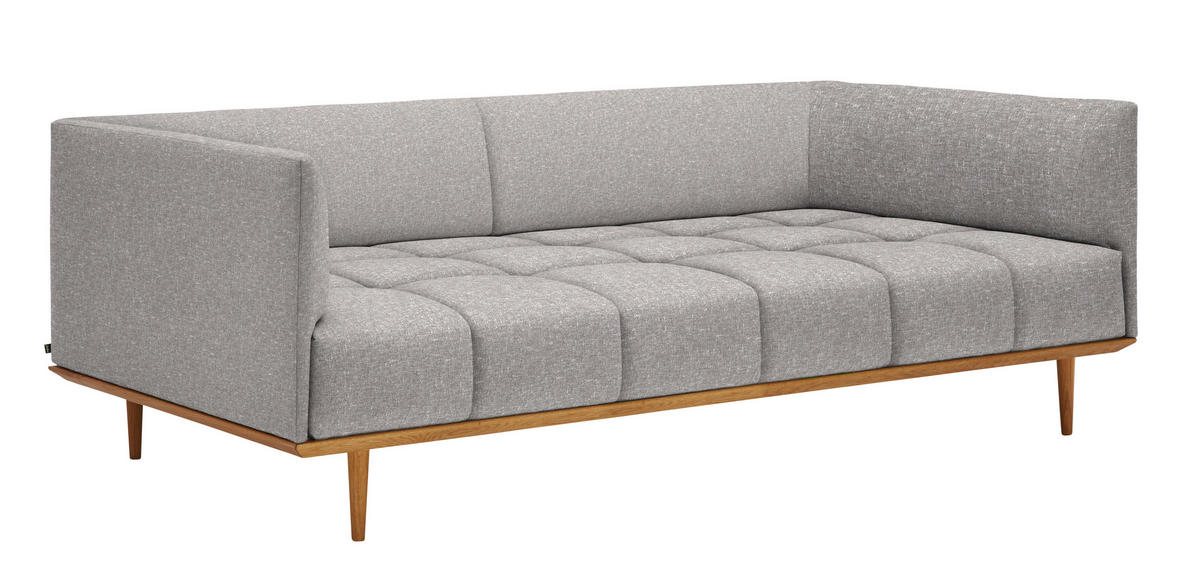 BIGSOFA Flachgewebe Grau  - Grau, MODERN, Holz/Textil (220/77/120cm) - Joka