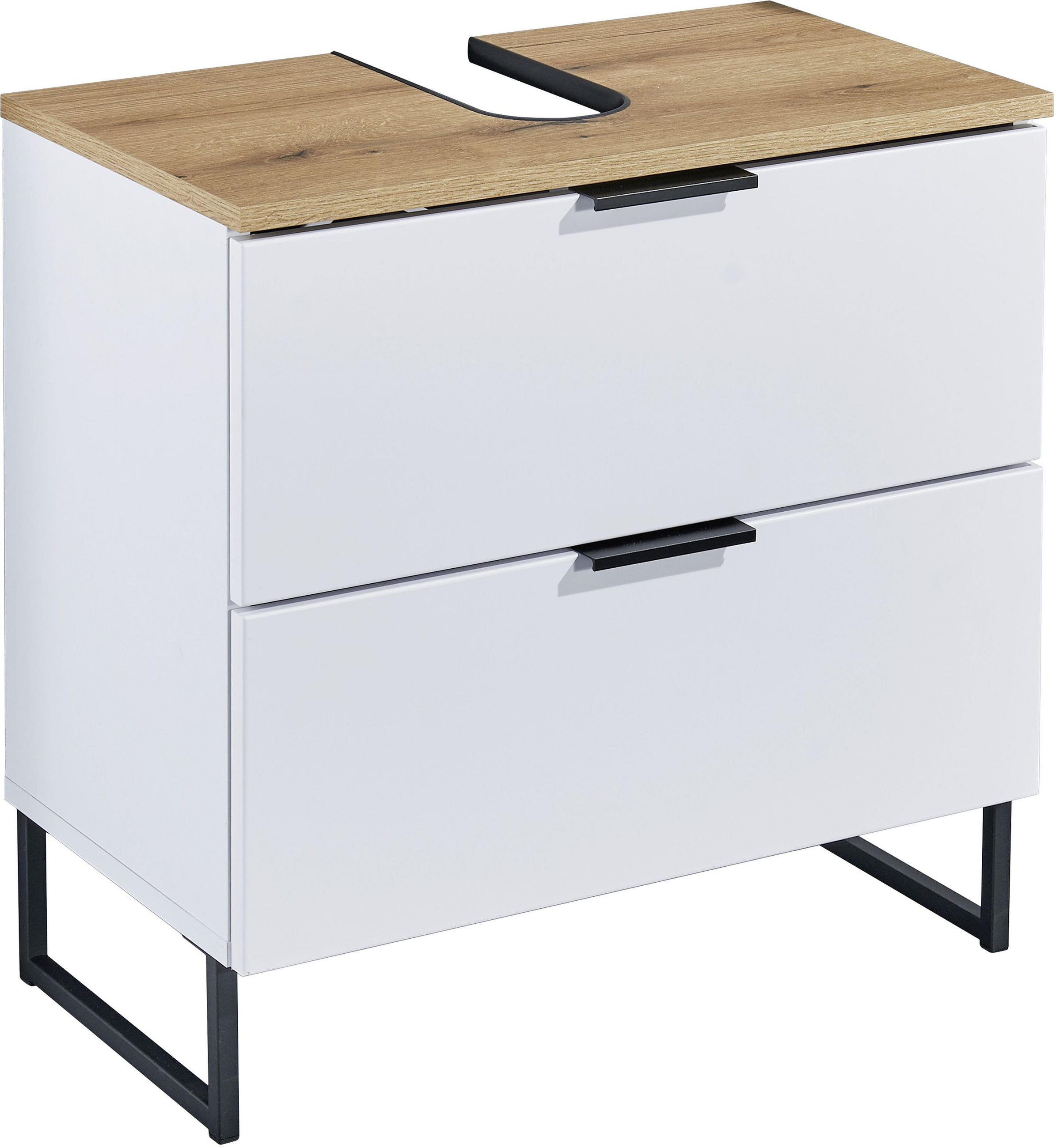 WASCHBECKENUNTERSCHRANK 60/60/35 cm  - Eichefarben/Schwarz, KONVENTIONELL, Holzwerkstoff/Metall (60/60/35cm) - home24