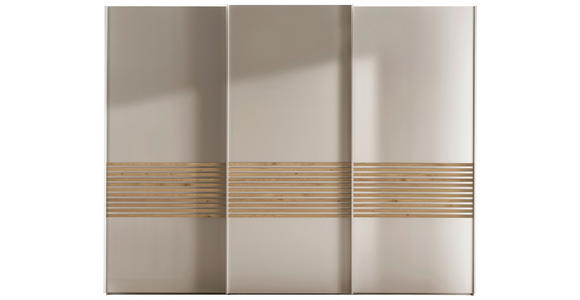 SCHWEBETÜRENSCHRANK 250/217/67 cm 3-türig  - Eiche Bianco/Champagner, Design, Holzwerkstoff/Metall (250/217/67cm) - Novel