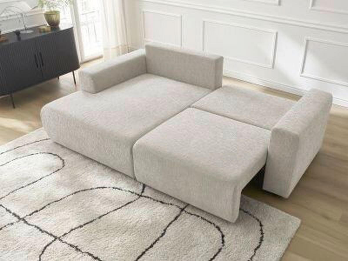 ECKSOFA Ottomane links  ATILLA Beige Struktur  - Beige/Schwarz, MODERN, Kunststoff/Textil (149/244cm)