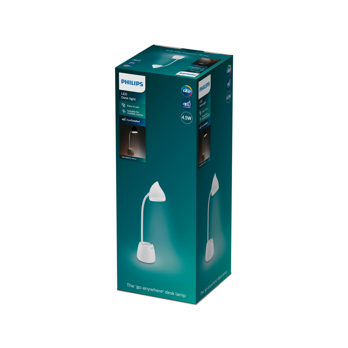 SCHREIBTISCHLEUCHTE Hat 9,4/15,5/39 cm   - Weiß, Basics, Kunststoff/Metall (9,4/15,5/39cm) - Philips