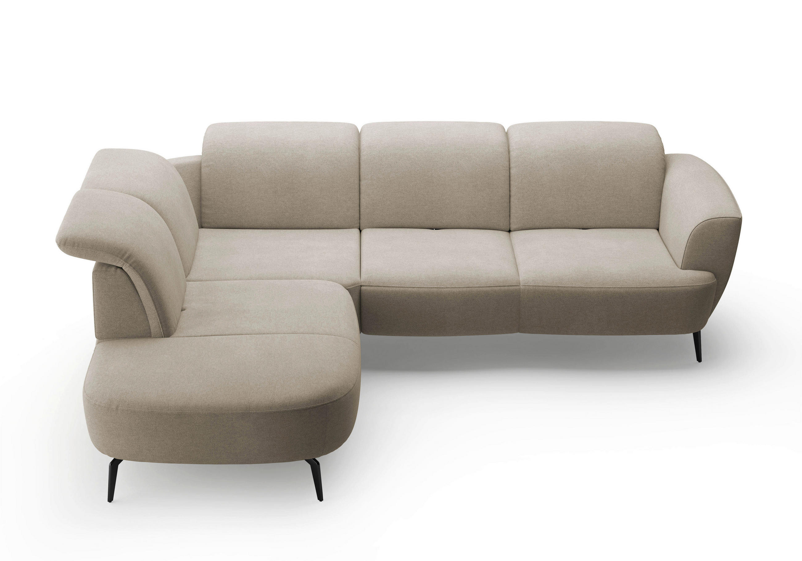 ECKSOFA in Mikrofaser Beige  267/300 cm  - Beige/Schwarz, KONVENTIONELL, Textil/Metall (267/300cm) - Sit & More
