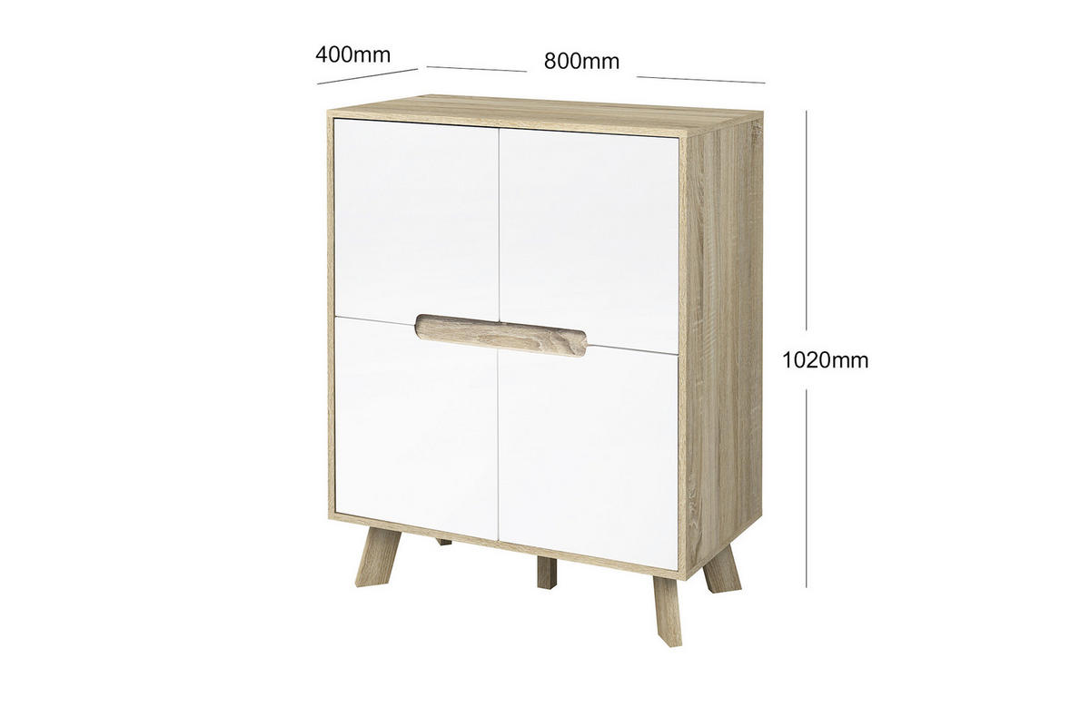 KOMMODE  in 80/102/40 cm  - Weiß/Naturfarben, Design, Holzwerkstoff (80/102/40cm) - Livetastic