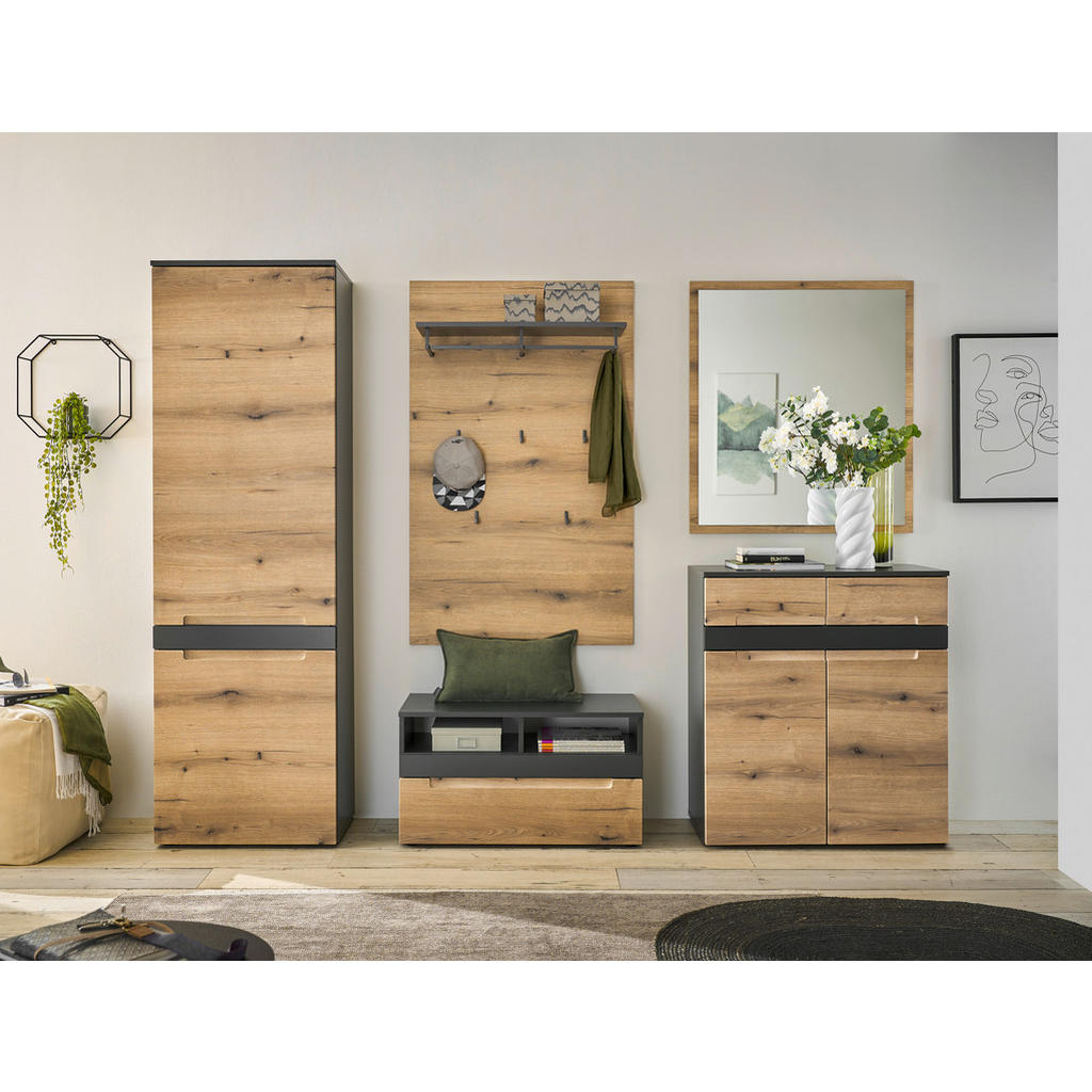 Thumbnail - Livetastic Garderobenschrank Taylor, Anthrazit, Eiche, Holzwerkstoff, 2 Fächer, 60x192x38 cm, Beimöbel erhältlich, Garde...