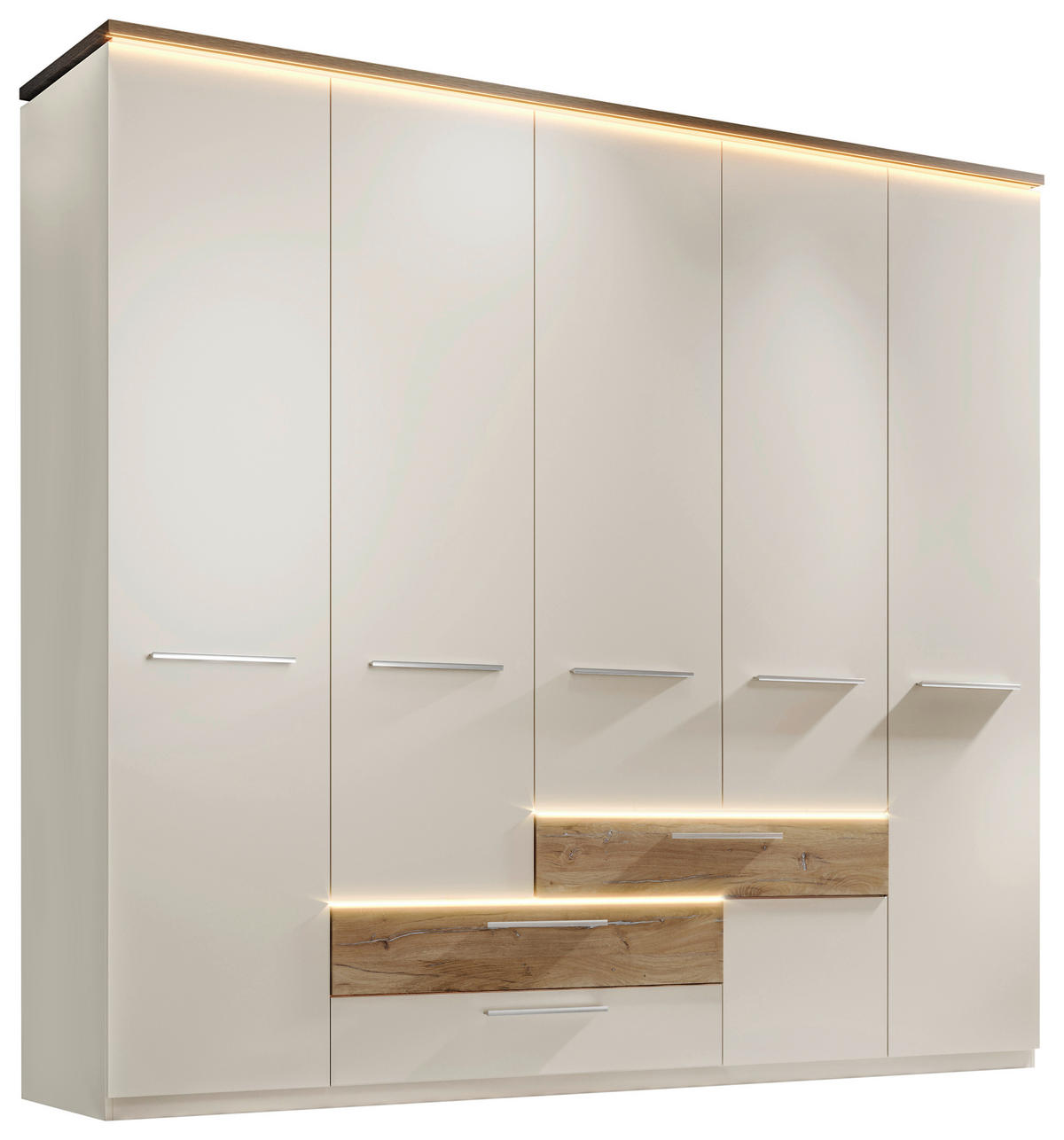 RUHÁSSZEKRÉNY tölgyfa színű, Pezsgő  - tölgyfa színű/Pezsgő, Modern, műanyag/faalapú anyag (251/229,4/61cm) - Ti'me