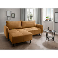 ECKSCHLAFSOFA in Cord Goldfarben  - Goldfarben/Schwarz, Basics, Holz/Textil (238/174cm) - Livetastic