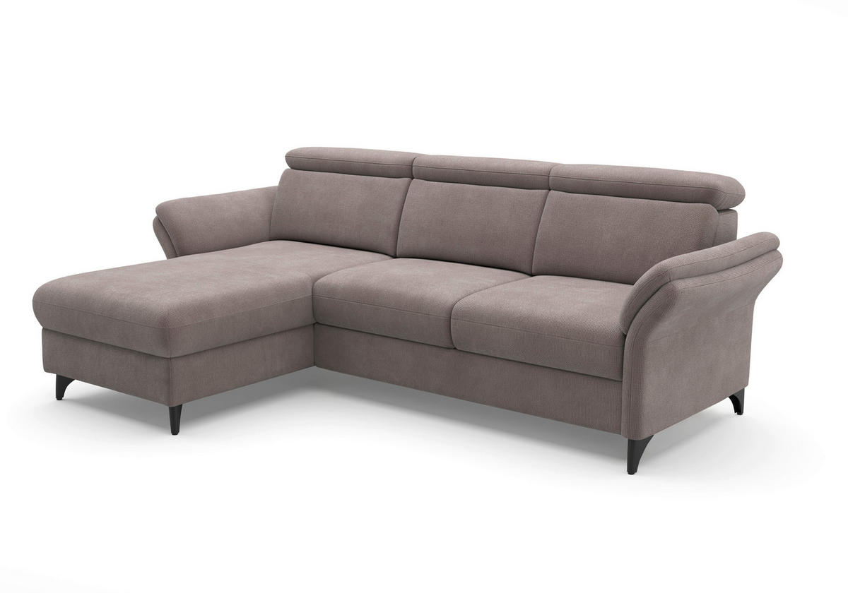 ECKSOFA GLENDALE E Taupe Flachgewebe  - Taupe/Schwarz, KONVENTIONELL, Textil/Metall (166/253cm) - Sit & More
