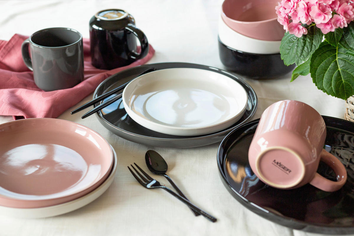 KOMBISERVICE Alenia 16-teilig  - Rosa, Basics, Keramik - Mäser