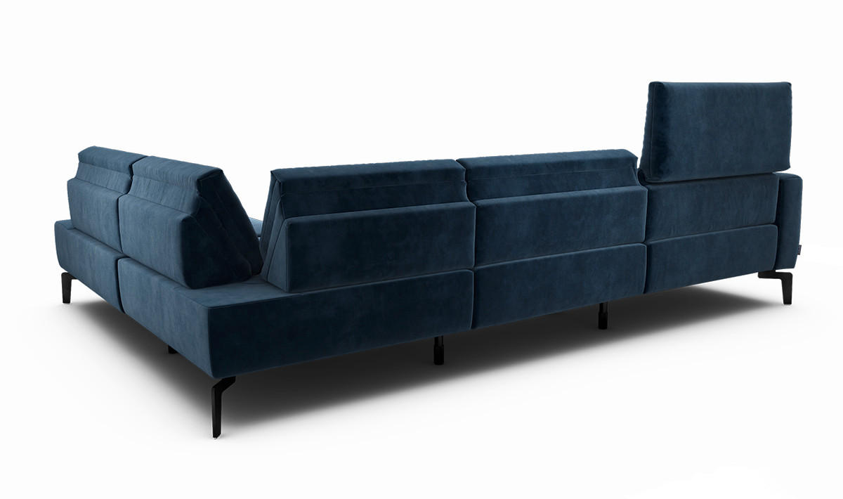 ECKSOFA Cosy Dunkelblau Samt  - Schwarz/Dunkelblau, Design, Textil/Metall (296/213cm) - SENSOO