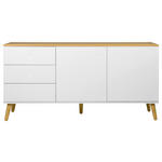 SIDEBOARD Eiche furniert Weiß, Eichefarben Befestigungsmaterial  - Eichefarben/Weiß, Design, Holz/Holzwerkstoff (162/79/43cm) - Ambia Home