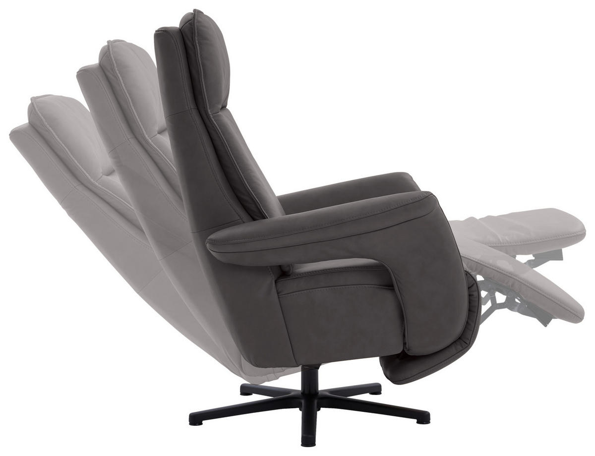 RELAXSESSEL in Leder Dunkelbraun  - Dunkelbraun/Schwarz, Design, Leder/Metall (83/112/87-174cm) - Valdera