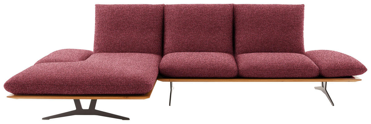 ECKSOFA in Flachgewebe Rot  - Rot/Schwarz, Design, Holz/Textil (159/314cm) - Dieter Knoll