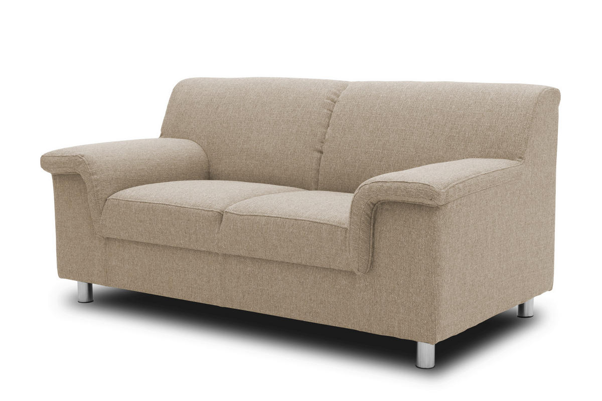 2-SITZER-SOFA in Webstoff Beige  - Chromfarben/Beige, KONVENTIONELL, Textil/Metall (145/72/80cm) - MID.YOU