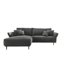 ECKSOFA Anthrazit Cord  - Anthrazit/Schwarz, Design, Textil/Metall (178/264-302cm) - Livetastic
