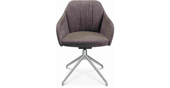 ARMLEHNSTUHL in Aluminium Velours - Taupe/Alufarben, Design, Textil/Metall (58/81,5-84,5/60cm) - Johann Jakob