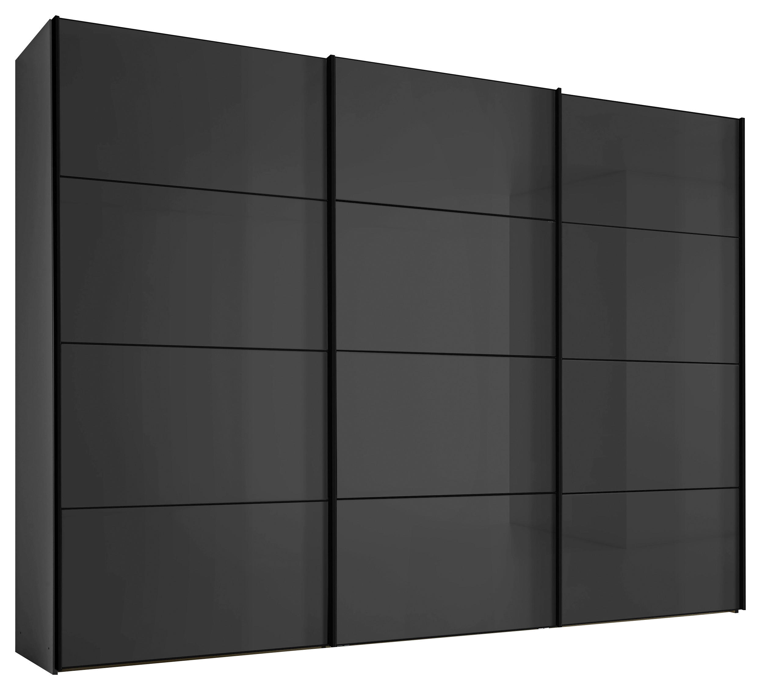 SCHWEBETÜRENSCHRANK 280/222/68 cm 3-türig Anthrazit  - Anthrazit/Graphitfarben, Design, Glas/Holzwerkstoff (280/222/68cm) - Moderano