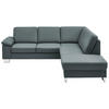 ECKSOFA  in Echtleder Blaugrau  248/235 cm  - Blaugrau/Alufarben, Design, Leder/Metall (248/235cm) - Beldomo Premium