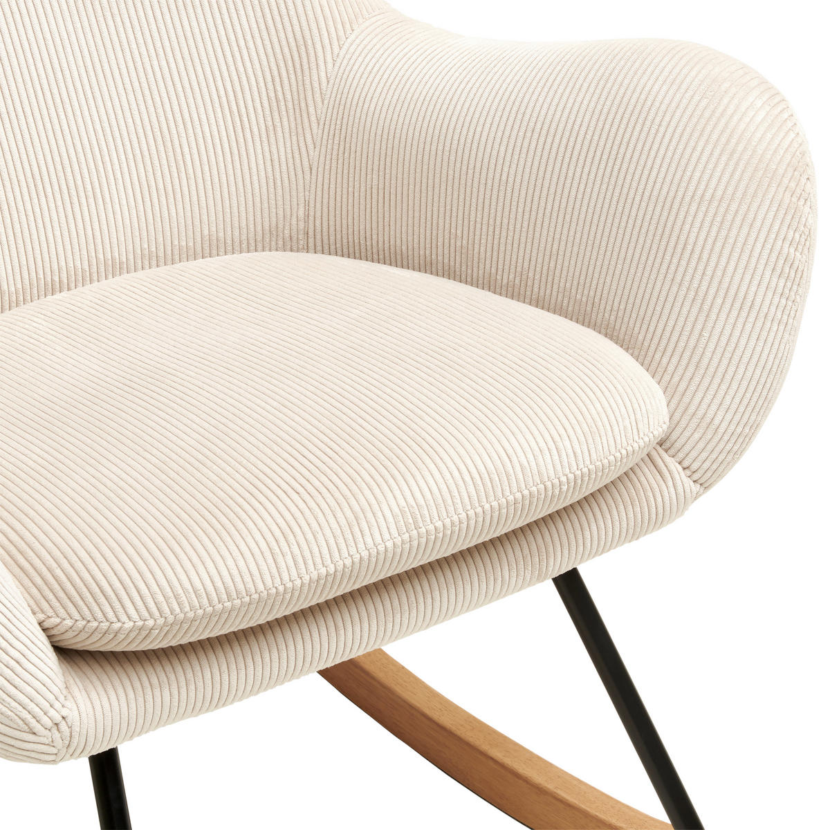 SCHAUKELSESSEL in Cord Creme, Naturfarben, Schwarz  - Creme/Schwarz, MODERN, Holz/Textil (75/102/80cm) - MID.YOU