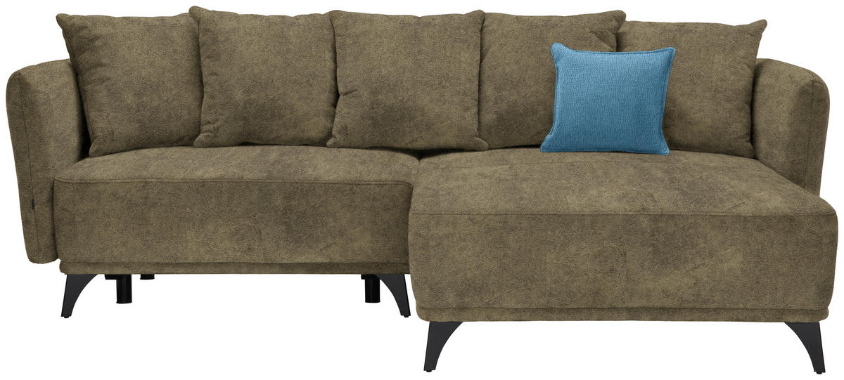 ECKSOFA in Chenille Dunkelgrau  255/172 cm  - Dunkelgrün/Dunkelgrau, LIFESTYLE, Textil/Metall (255/172cm) - Carryhome