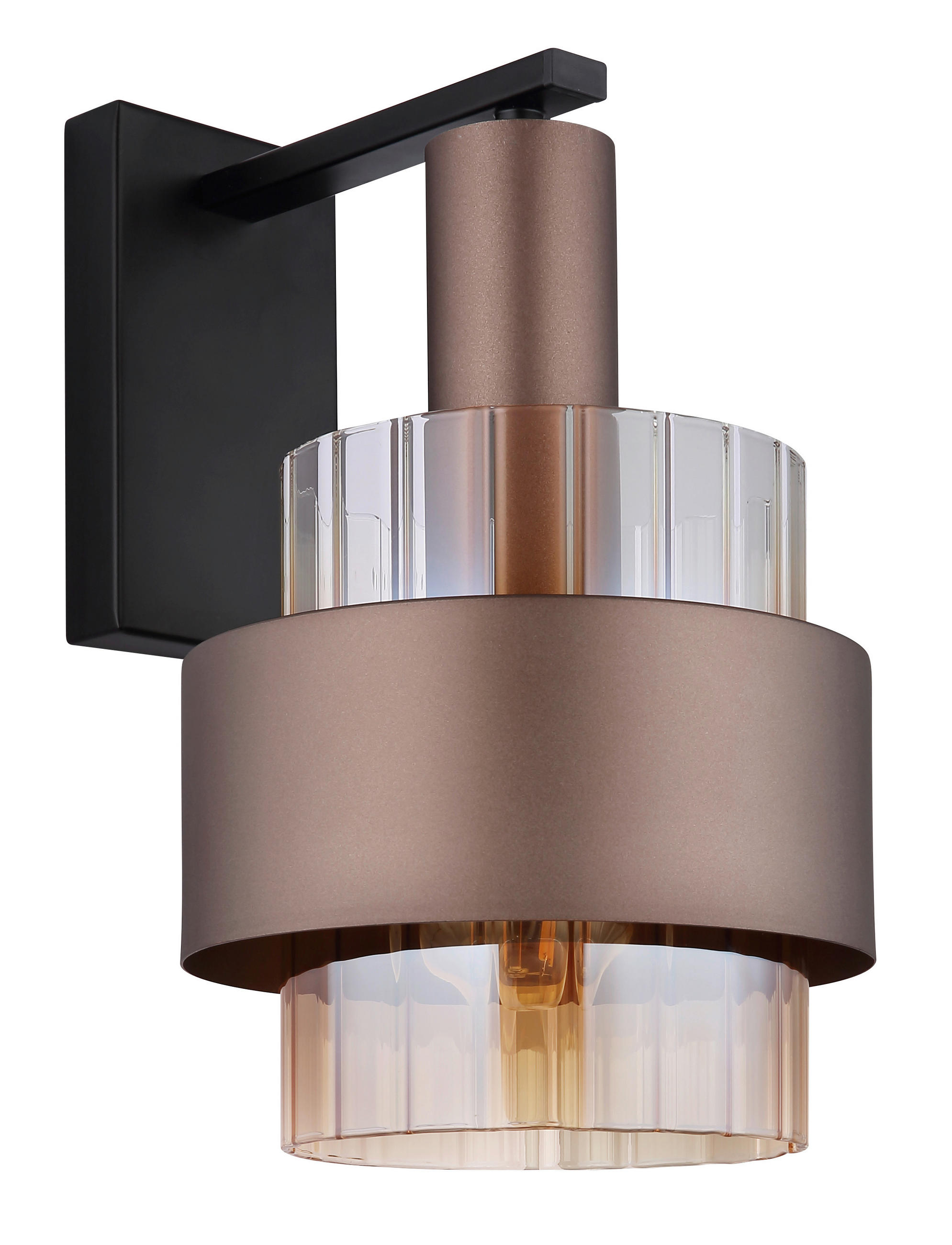 STENSKA SVETILKA MILLEY ///230 V/E27 - črna/oranžna, Design, kovina/steklo (18,5/23,5/29,5cm) - Globo