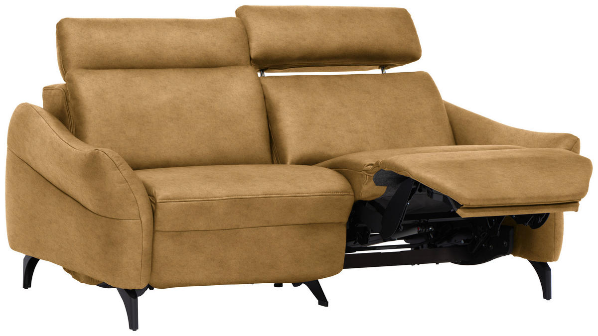 2-SITZER-SOFA in Leder Currygelb  - Currygelb/Anthrazit, Design, Leder/Metall (187/92/97cm) - Himolla Komfortklass