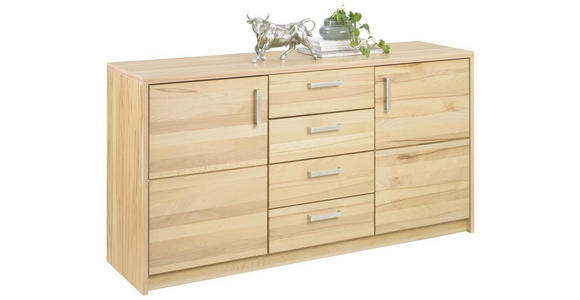 SIDEBOARD 142/77/40 cm  - Buchefarben/Nickelfarben, Natur, Holz/Holzwerkstoff (142/77/40cm) - Linea Natura