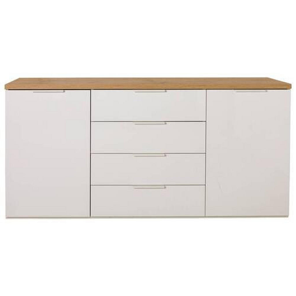 Thumbnail - Carryhome Sideboard, Eiche Artisan, Weiß Hochglanz, Metall, 2 Fächer, 4 Schubladen, 170x82x44 cm, FSC Mix, Beimöbel erhä...