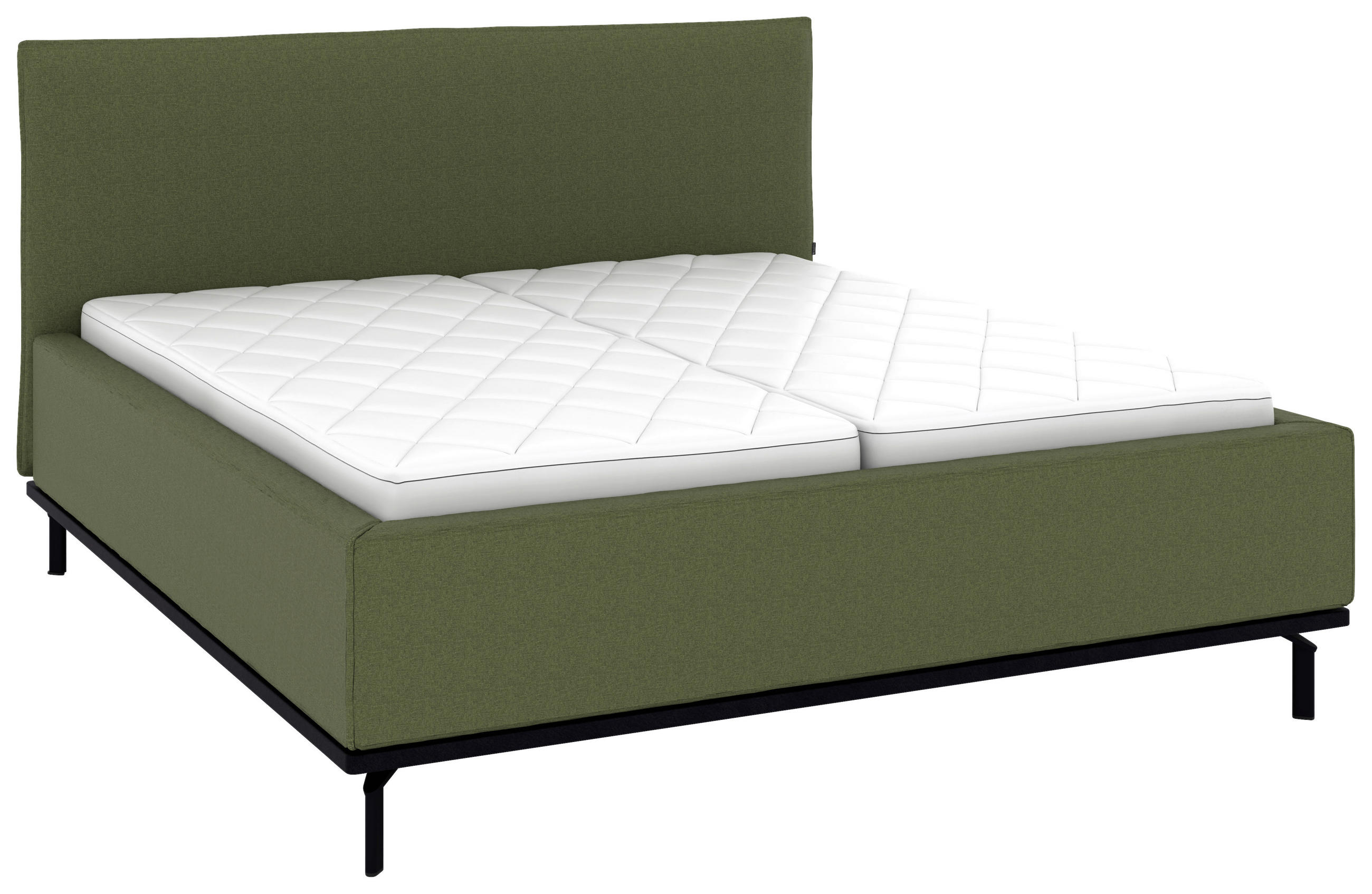 POLSTERBETT 180/200 cm,  in Dunkelgrün, Matratze, Lattenrost, Bettkasten, H3 + H3 = fest  - Dunkelgrün/Graphitfarben, Design, Holz/Textil (180/200cm) - Musterring
