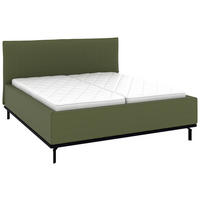 POLSTERBETT 180/200 cm,  in Dunkelgrün, Matratze, Lattenrost, Bettkasten, H2 + H2 = mittel  - Dunkelgrün/Graphitfarben, Design, Holz/Textil (180/200cm) - Musterring