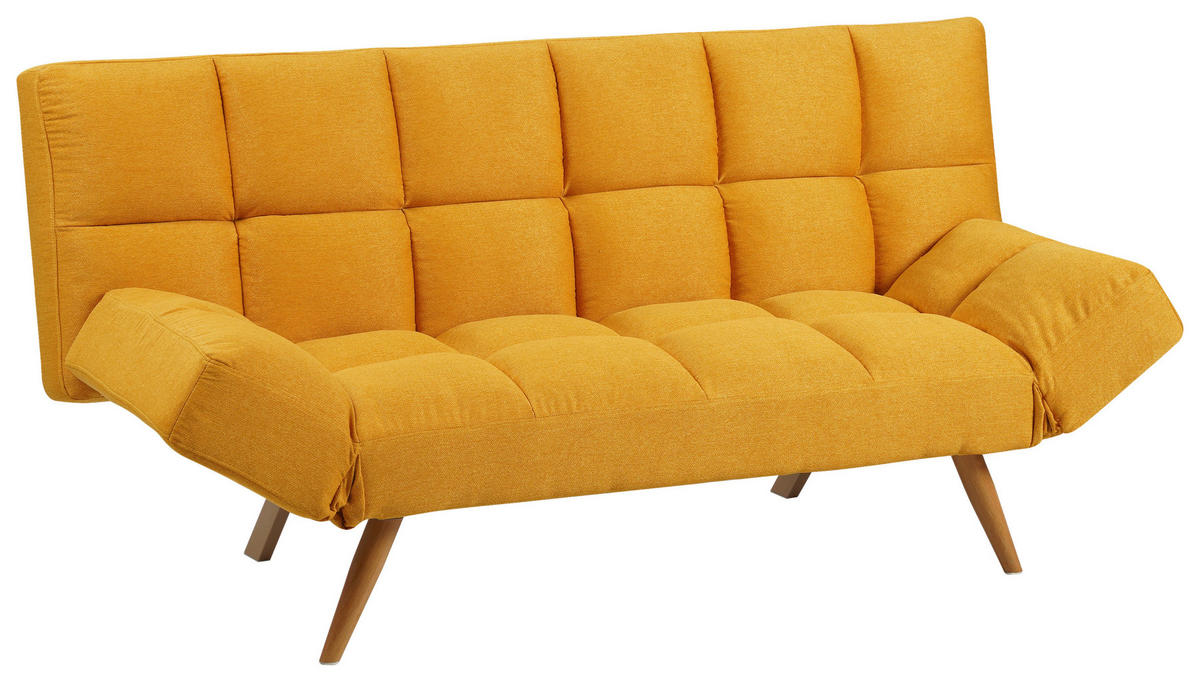 ZOFA S POSTELJNO FUNKCIJO,  rumena tekstil  - rumena/naravne barve, Design, kovina/tekstil (182/87/82cm) - Livetastic