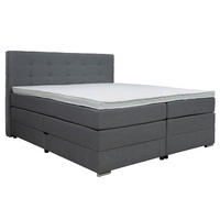 BOXSPRINGBETT 180/200 cm,  in Grau, Matratze, Bettkasten, Topper, H3 = fest  - Silberfarben/Schwarz, KONVENTIONELL, Holz/Holzwerkstoff (180/200cm) - Moderano