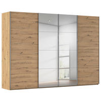 SCHWEBETÜRENSCHRANK 4-türig Eiche Artisan  - Chromfarben/Eiche Artisan, Design, Holzwerkstoff/Metall (316/223/68cm) - Novel