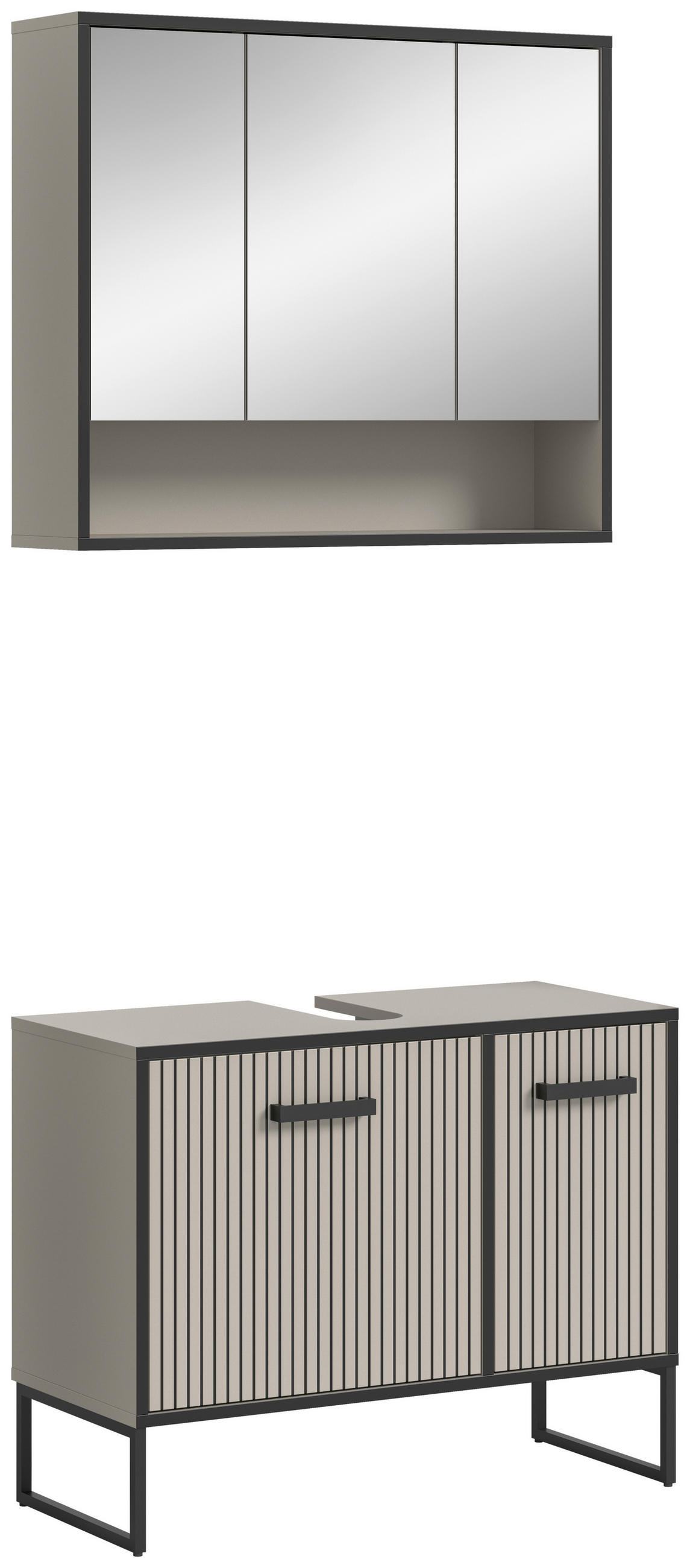 BADEZIMMER 2-teilig  in 80 cm  - Kaschmir/Schwarz, MODERN, Holzwerkstoff/Metall (80cm) - MID.YOU