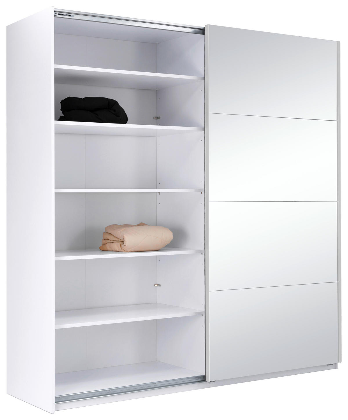 SCHIEBETÜRENSCHRANK 200/210/62 cm 2-türig Weiß  - Weiß Hochglanz/Alufarben, MODERN, Holzwerkstoff/Metall (200/210/62cm) - MID.YOU