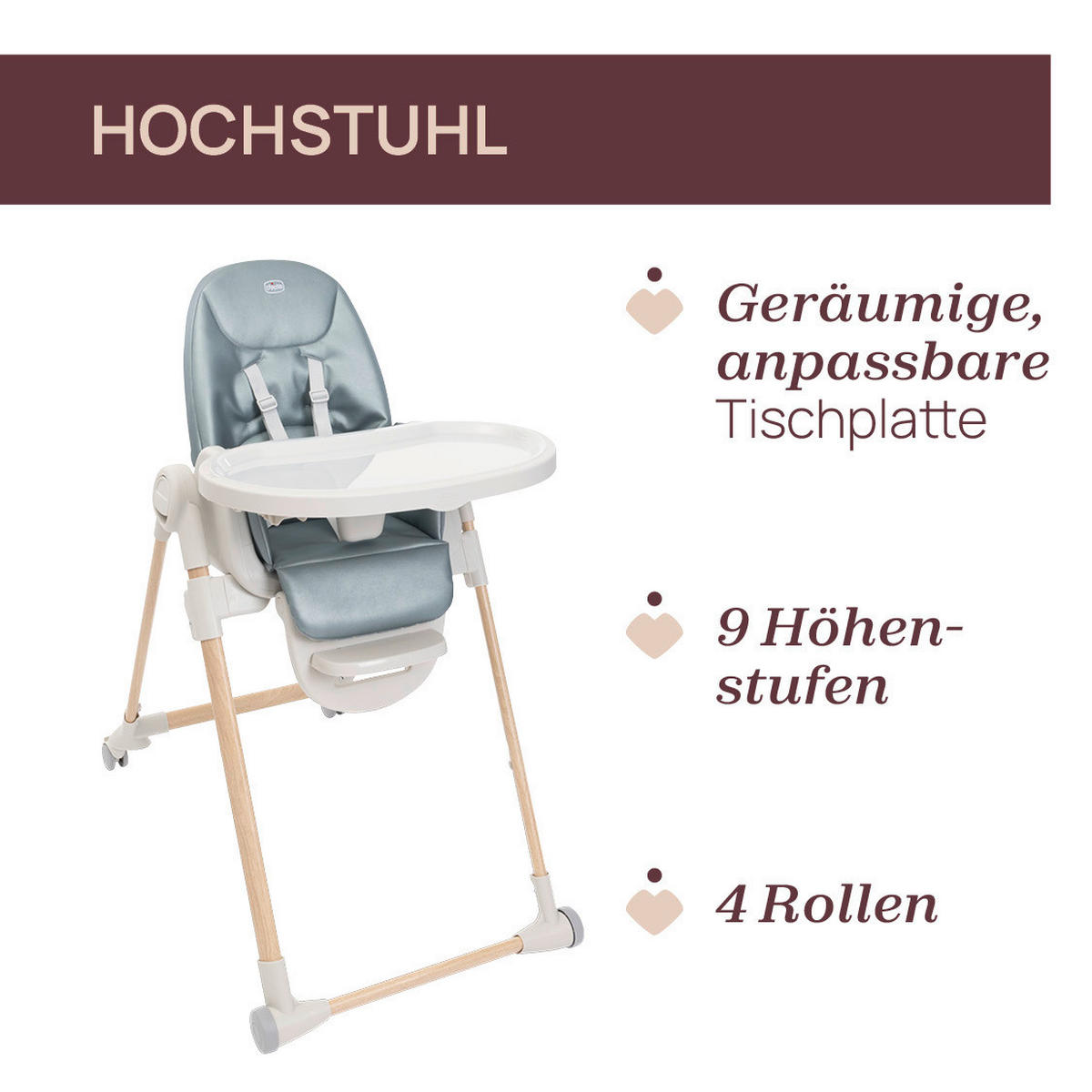 HOCHSTUHL Polly Armonia Blaugrau, Hellgrau Greenery  - Blaugrau/Hellgrau, Basics, Kunststoff (57/79-104/90cm) - Chicco