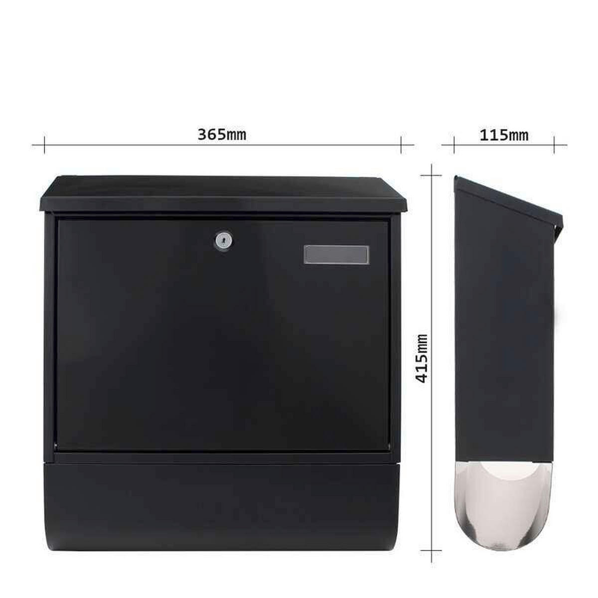 BRIEFKASTEN Grau, Schwarz  - Schwarz/Grau, KONVENTIONELL, Metall (36.5/41.5/11.5cm) - ROTTNER