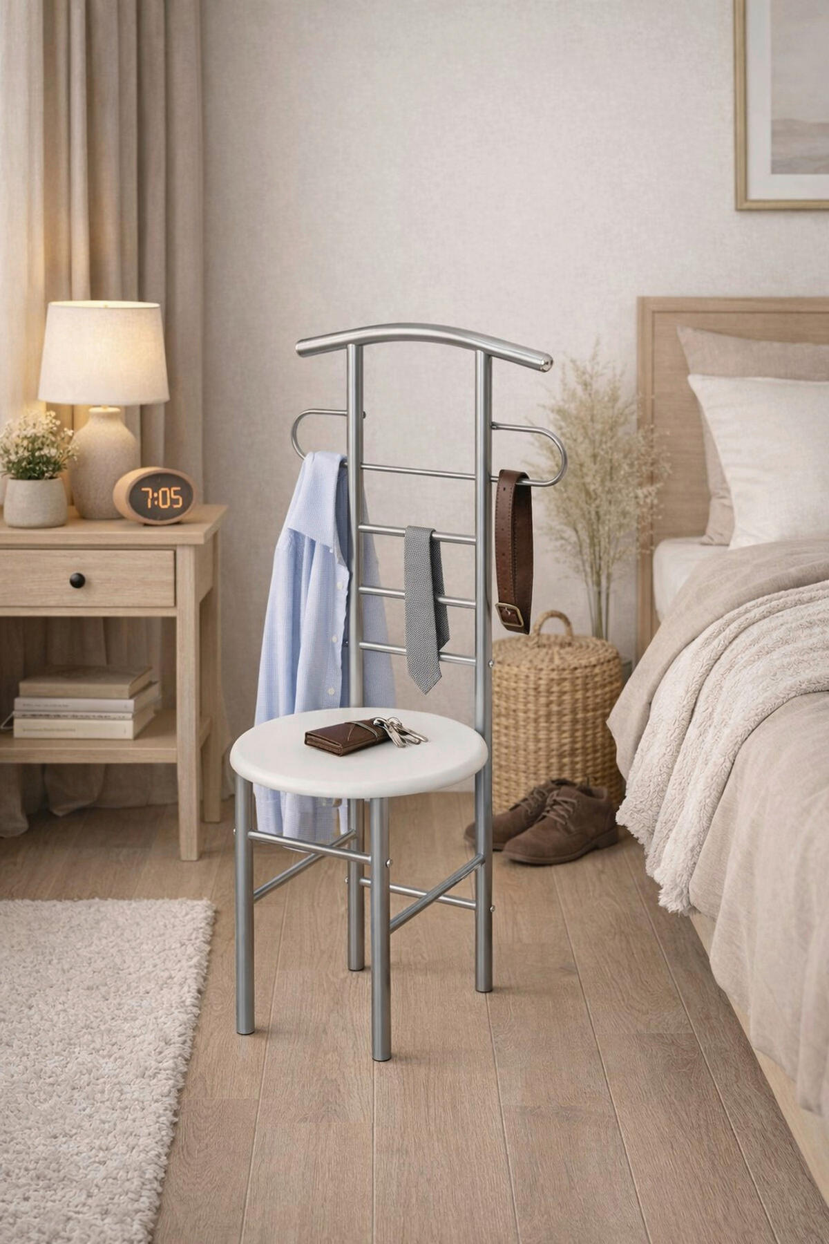 HERRENDIENER in Alufarben, Weiß   - Alufarben/Weiß, Design, Holzwerkstoff/Metall (47/53/118cm) - MID.YOU