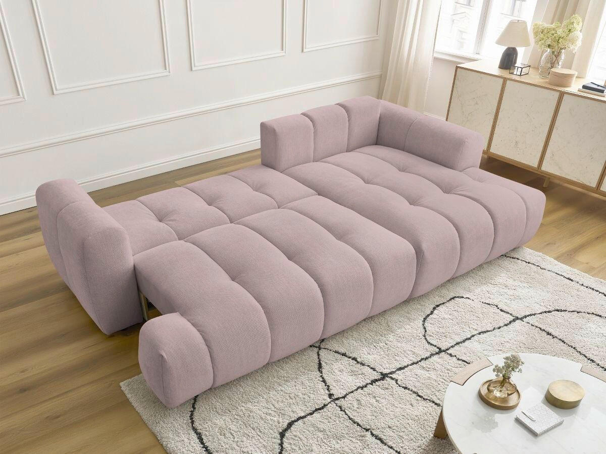 ECKSCHLAFSOFA FUJI Leinenoptik Pink  inkl.  - Pink/Schwarz, MODERN, Kunststoff/Textil (292/160cm)