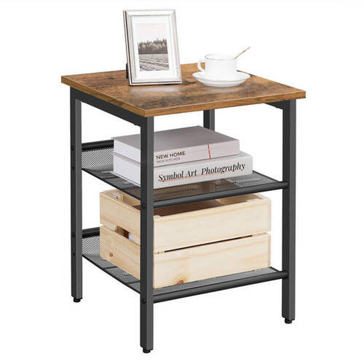 BEISTELLTISCH in Metall, Holzwerkstoff  - Schwarz/Braun, Trend, Holzwerkstoff/Metall (40/55/40cm) - Boxxx